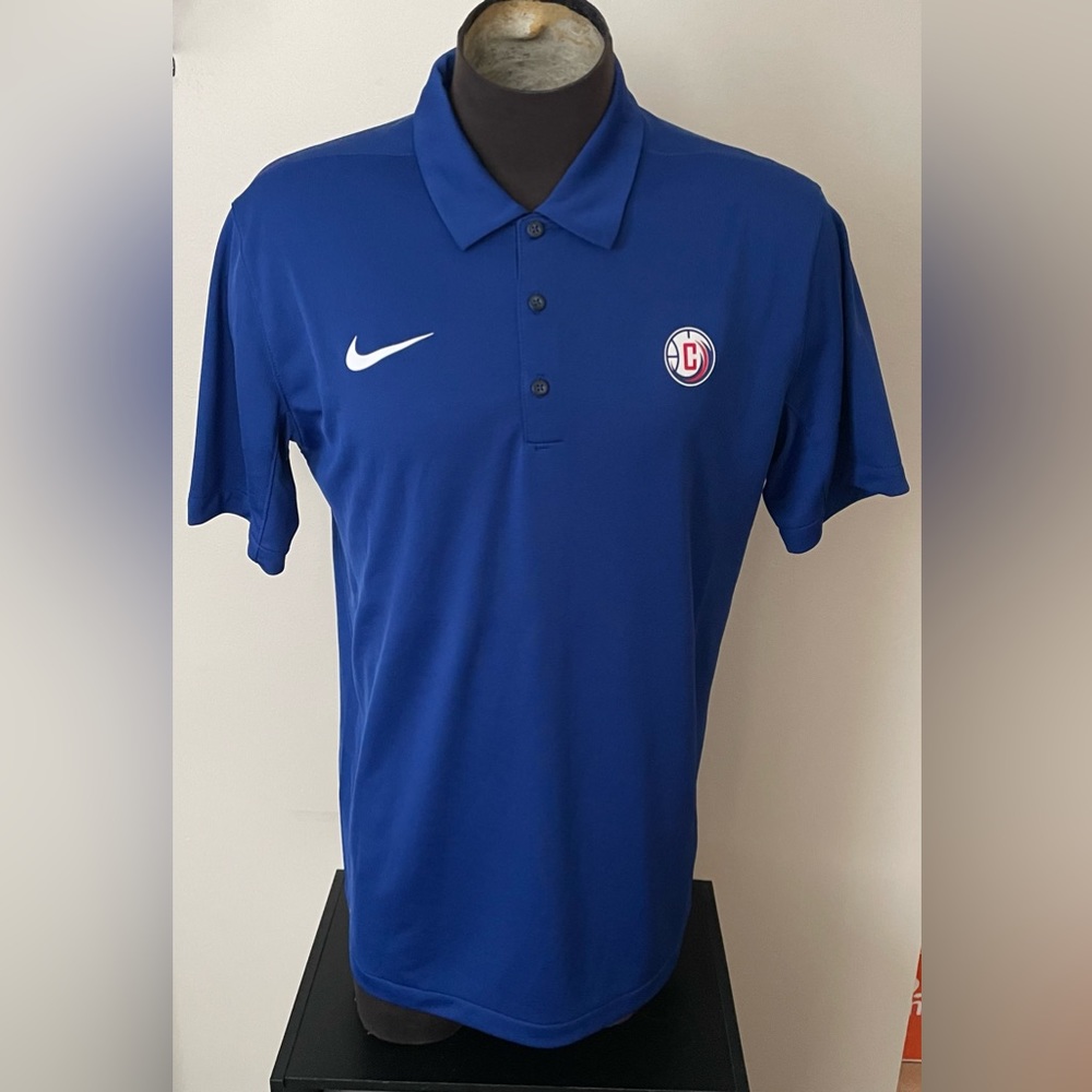 NWOT Men’s Size Large Authentic NBA LA Clippers Nike DriFit Coaches Polo - Blue